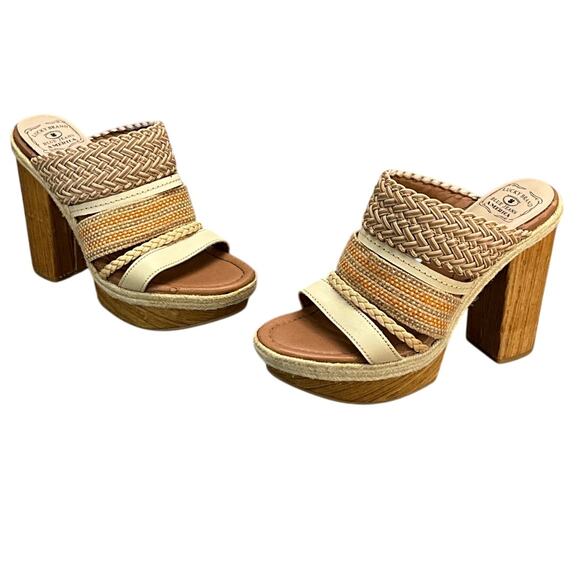 Lucky Brand Mika Peach Open Toe Strappy Mule  4" Platform Chunky Heel Women 9.5 - Picture 6 of 9